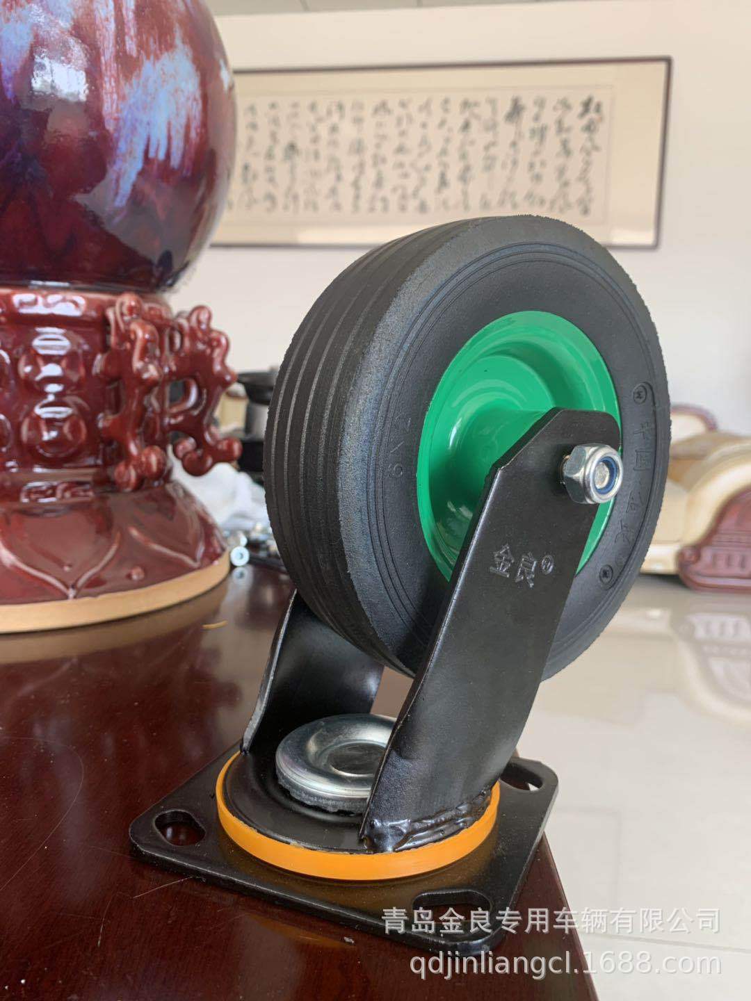 青岛金良品牌轮胎 金良轮子 脚轮带支架转向轮定向轮6x2
