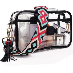 Amazon transparent bag Stadium with guitar strap transparent crossbody bag for sports event transparent bag