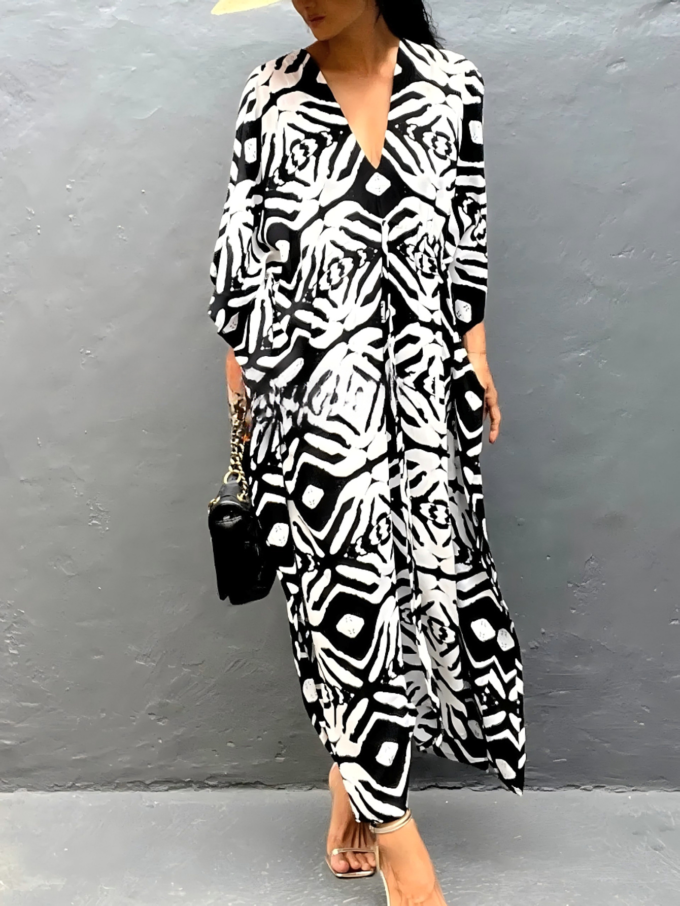 Blusa de playa con cordón de rayón europeo y americano transfronterizo Falda larga de vacaciones suelta Bikini Protector solar Blusa exterior CM2540