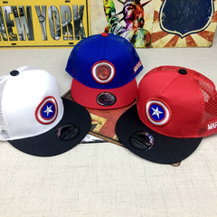 Children's hats wholesale European and American new Captain America flat brim mesh hat for boys and girls Marvel cartoon hip hop baseball cap 