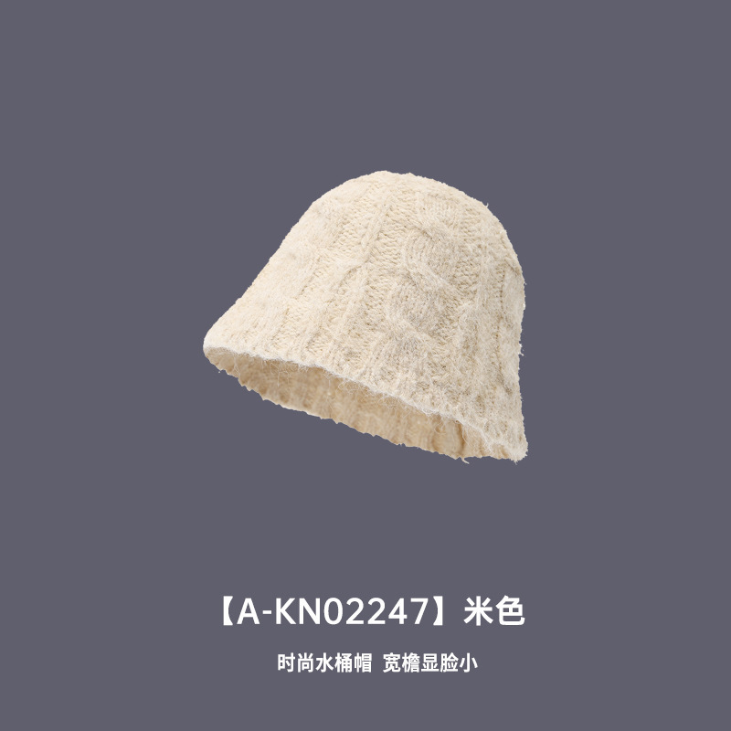 2025韩版简约新款纯色针织帽秋冬款保暖防寒百搭渔夫帽休闲水桶帽|undefined