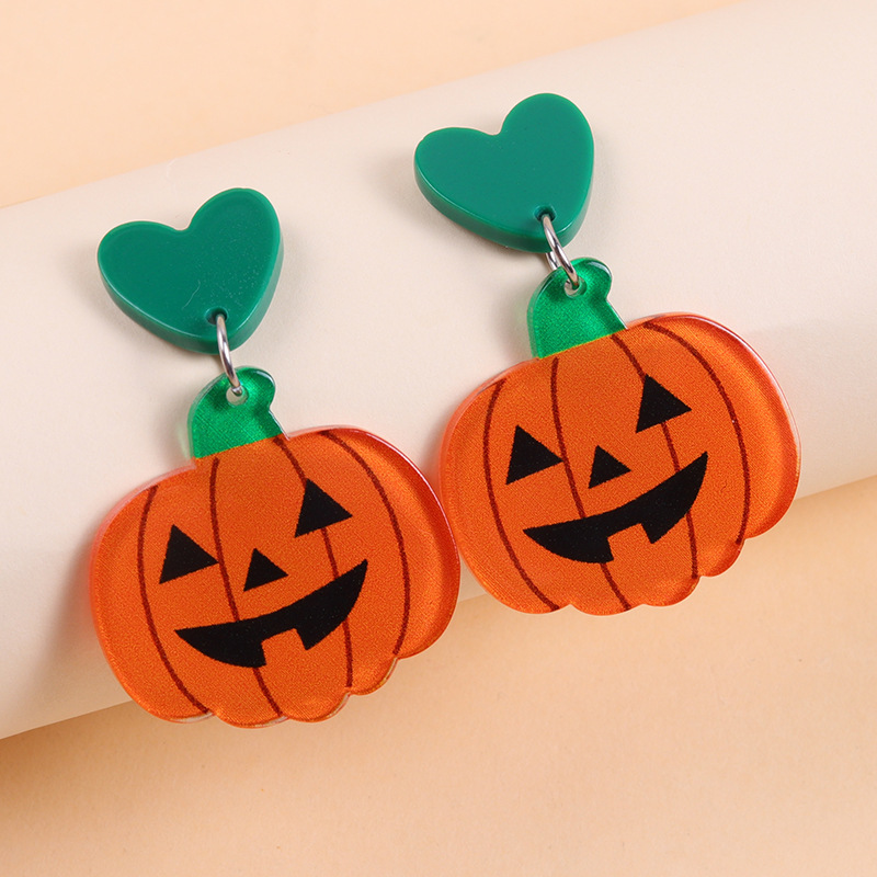 ヨーロッパとアメリカのハロウィンシリーズアクリルイヤリングカラフルなゴーストカボチャ漫画クモパーソナライズされたイヤリング女性用イヤリング|undefined