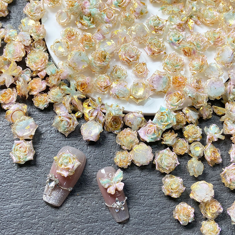 Little Red Riding Book Explosions Gold Oil Painting Flower Nail Art Jewelry Luminous Resin Joker Butterfly Jewelry Nail Art Material