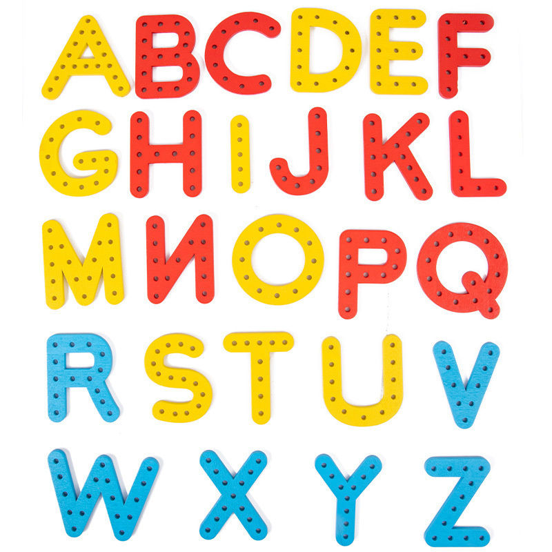 Junta de costura Montessori Clase de jardín de infantes Paquete de material regional tejido a mano Juguetes de madera bordados de costura para niños