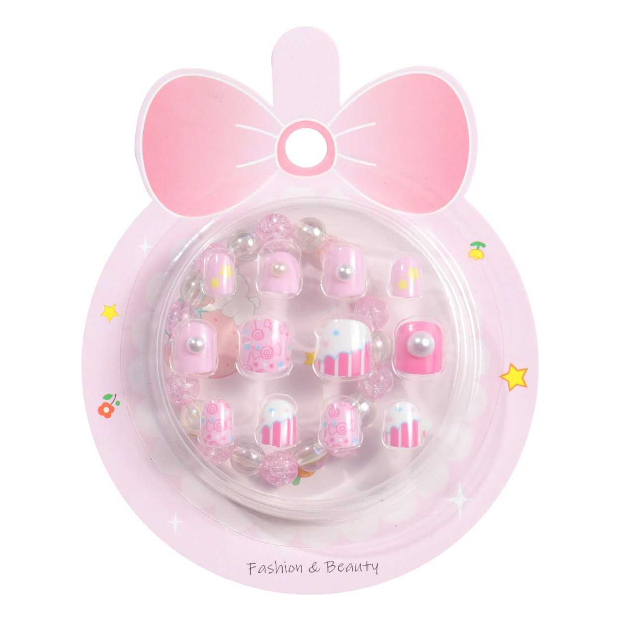 Los niños usan la pieza de uñas linda pieza de uñas falsas uñas de uñas pieza de uñas con pulsera parche de uñas pieza de uñas para niños