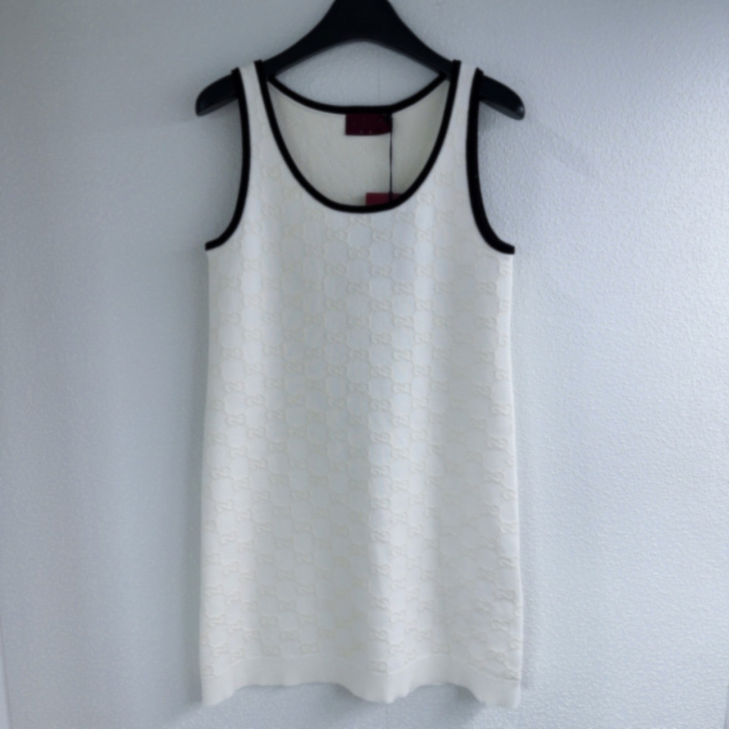 Shenzhen Nanyou Goods ~ High Version 2025 Summer New g Family Contrasting Color Round Neck Vest Dress Pullover