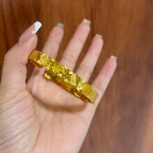 仿真金宽面吉言碎冰冰开口爆闪手镯女沙金手环古法黄金色高端