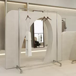 服装店展示架移动落地式货架男女装带轮挂衣架不锈钢晾晒衣帽架子