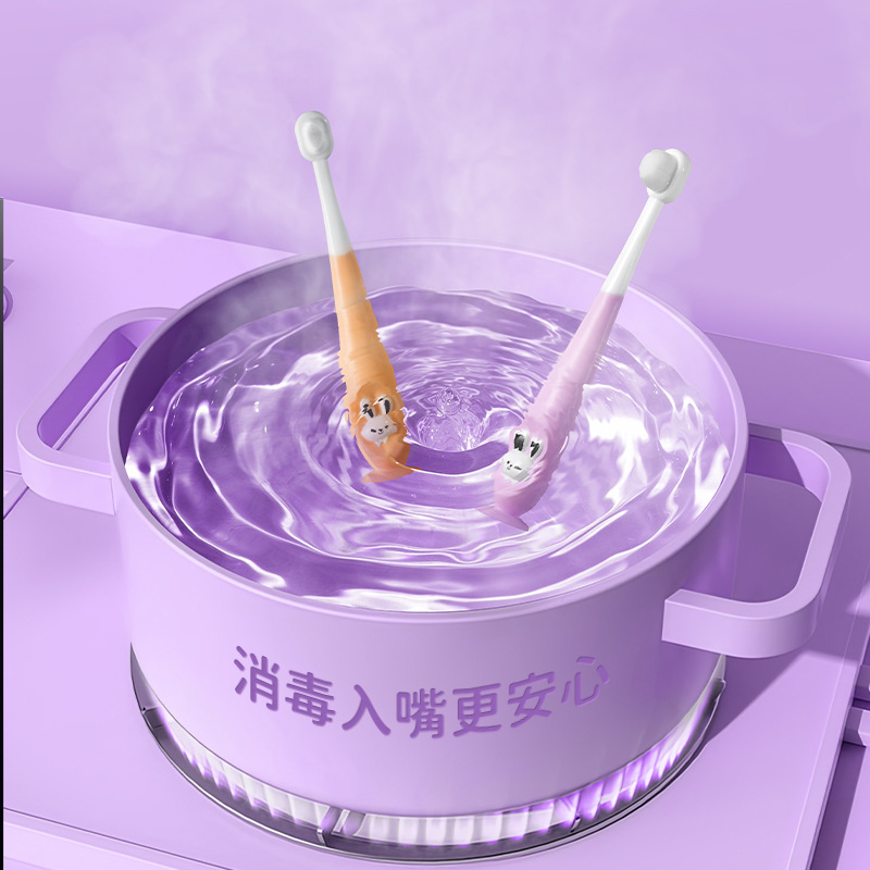 Cepillo de dientes de cabello suave de dibujos animados para niños, cepillo de dientes de cabello suave de conejo, 1 - 12 años de edad, dientes de limpieza oral de cabello suave para bebés