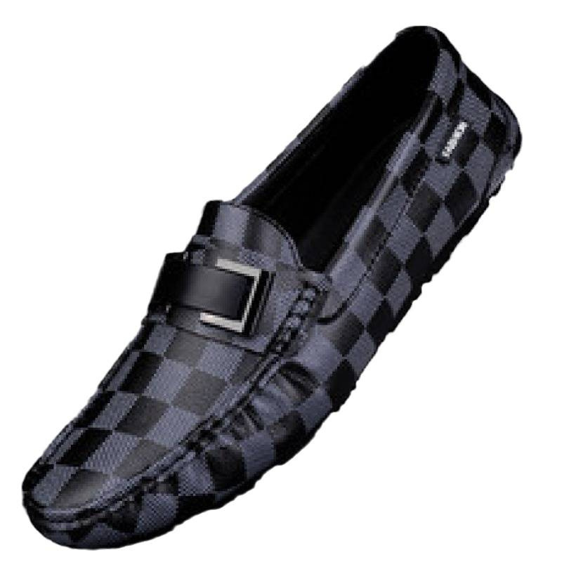 Zapatos de lujo ligero Bean para hombres de cuero genuino 2025 nuevos zapatos de estilo perezoso marca de moda impresión informal británica zapatos Lefour