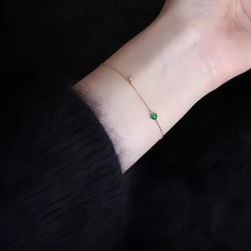 S925 Sterling Silver Plated 14K Gold Ultra-Fine Emerald Zircon Bracelet for Women Niche Design Retro Elegant Classical Hand Jewelry S925 Sterling Silver Plated 14K Gold Ultra-Fine Emerald Zircon Bracelet for Women Niche Design Retro Elegant Classical Hand Jewelry