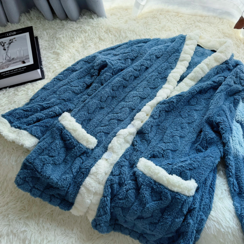 【Winter Thickened Version】Fairy Warm Pants and Top Set for Women, Autumn and Winter Coral Fleece Warm Loose Plus Size Pajamas