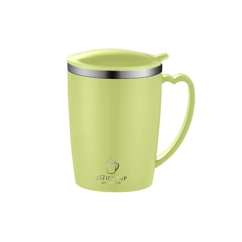Tazas de café 304 de acero inoxidable con tapa, tazas de café para hombres y mujeres de alto valor, tazas de agua doméstica, tazas de té de oficina