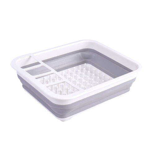 Multifunctional foldable drain bowl rack, kitchen plastic drain basket, extendable drain rack, dining ware bowl chopstick storage rack