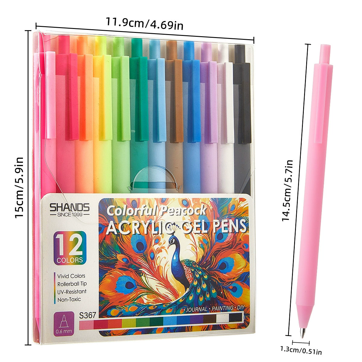 Акриловая ручка-роллер для студентов, цветные карандаши, канцелярия для детей, 12 цветов, DIY, подарок на день рождения