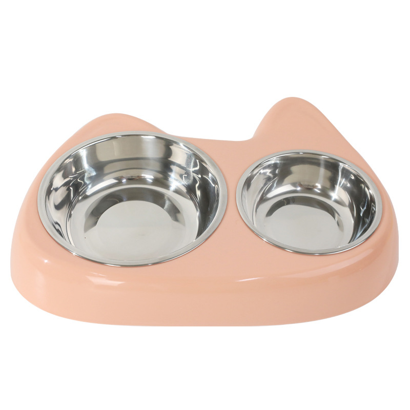 Tazón de acero inoxidable para gatos, base de plástico, diámetro grande y pequeño, antideslizante, gatito, peluche, lavabo de acero inoxidable, utensilios de comida para mascotas