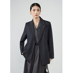 老钱B备条纹经典戗驳领小西装女2025秋季新款高级感西服外套上衣