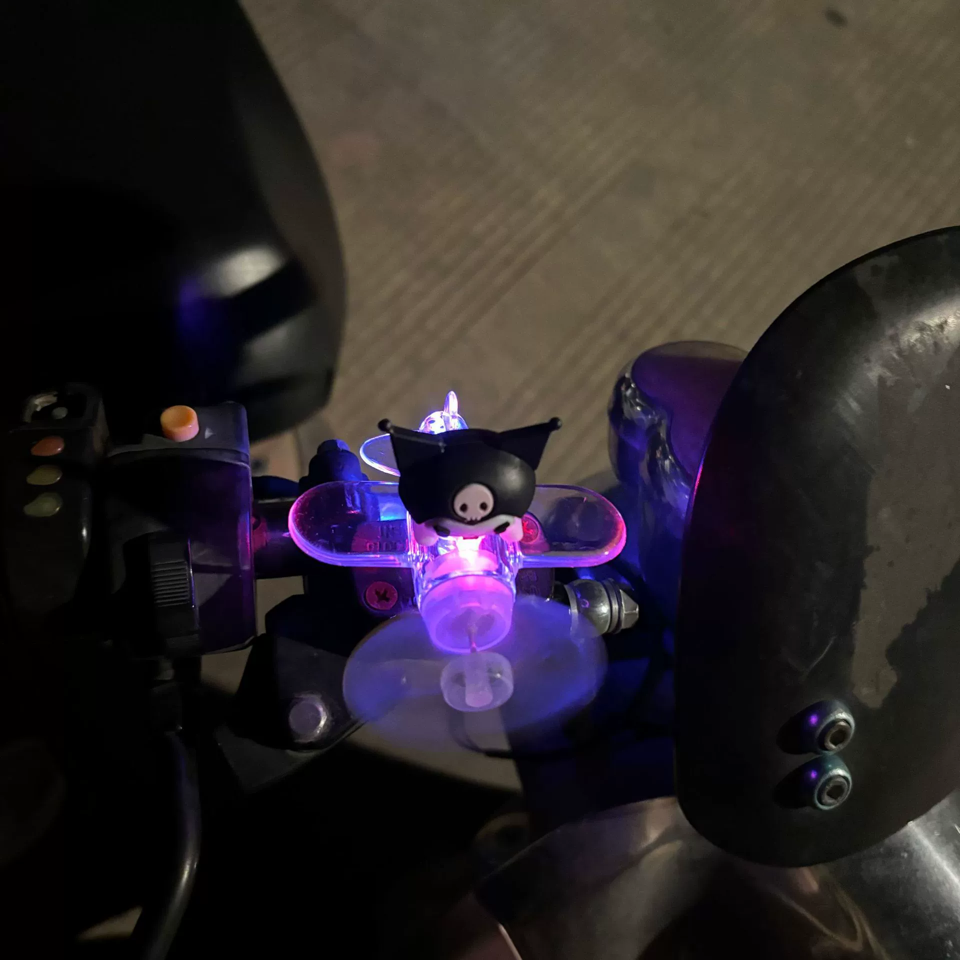 Electric car, glowing airplane, rotating decorations, generating electricity