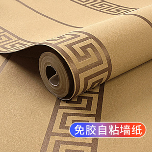 Self-Adhesive Wallpaper Chinese Retro Style Imitation Classical Zen Study Hotel Restaurant Buddhist Hall Pattern Wallpaper
