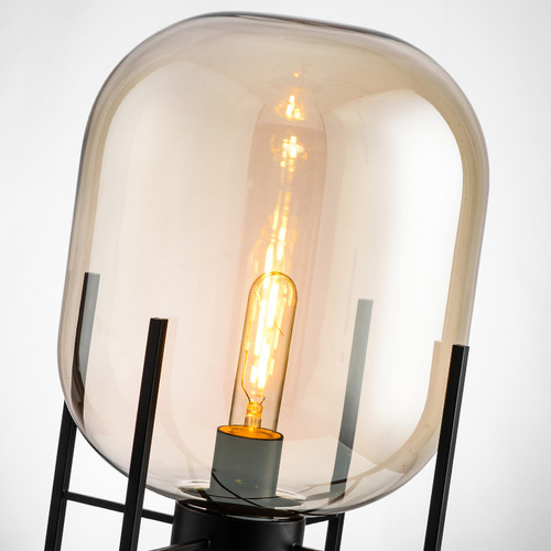Postmodern Nordic industrial style smoke gray glass four-legged floor lamp with creative and personalized design for living room and bedroom.