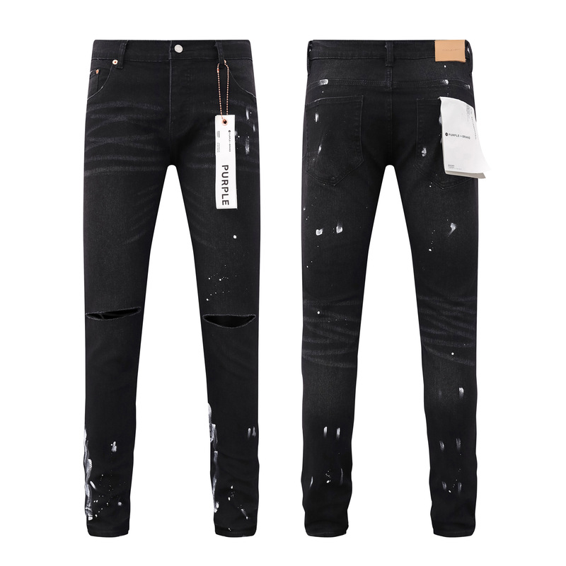High-Quality Purple Brand Paint Dirty Printed American Style Straight Slim Jeans for Men and Women High-Quality Purple Brand Paint Dirty Printed American Style Straight Slim Jeans for Men and Women