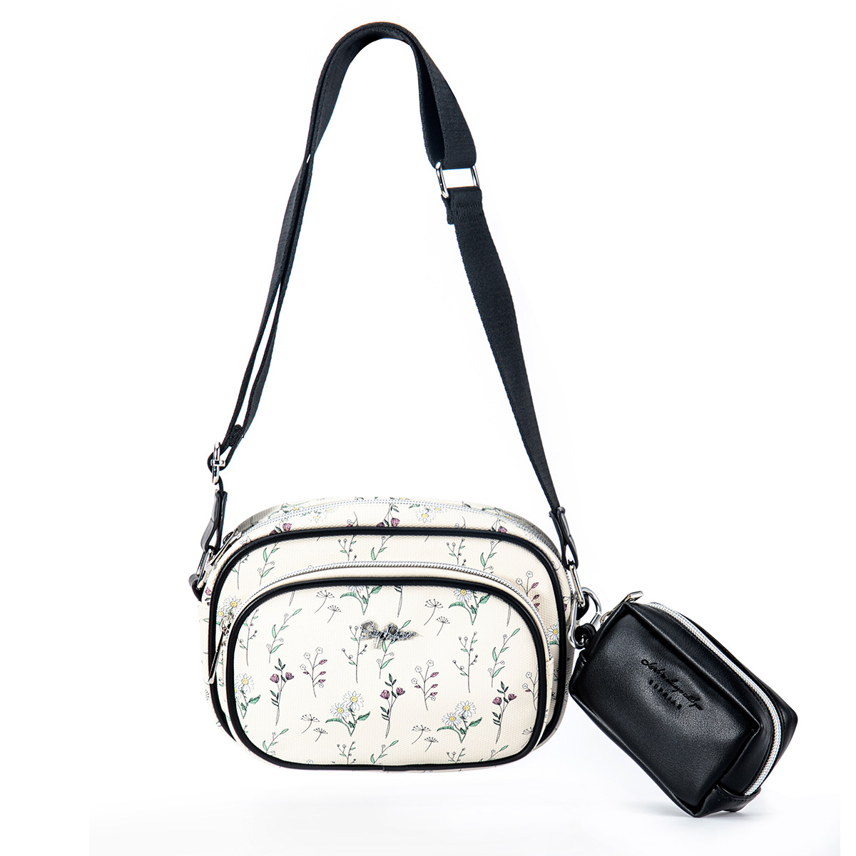 Bolso bandolera para teléfono móvil Flower Girl bolso cuadrado pequeño con letras de doble capa personalizado Bolso de hombro de maquillaje de cercanías de gran capacidad multifuncional