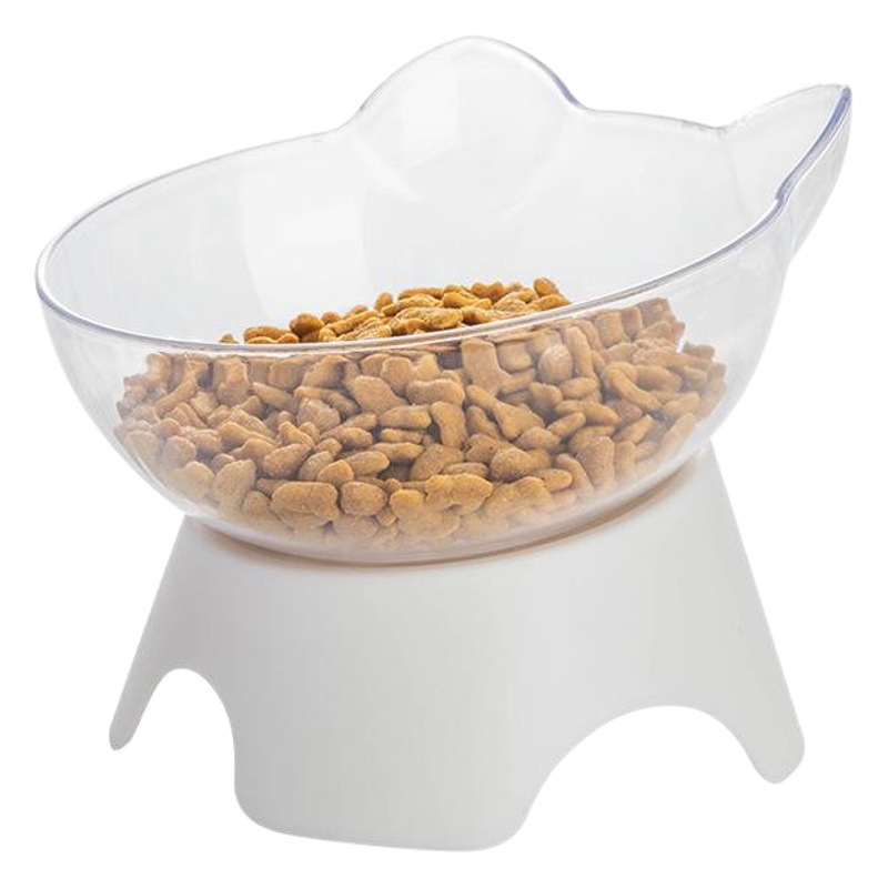 Cat Bowl perro tazón gato solo tazón antideslizante gato boca oblicua fábrica al por mayor transfronteriza cuello protección transparente Pet Bowl pierna alta