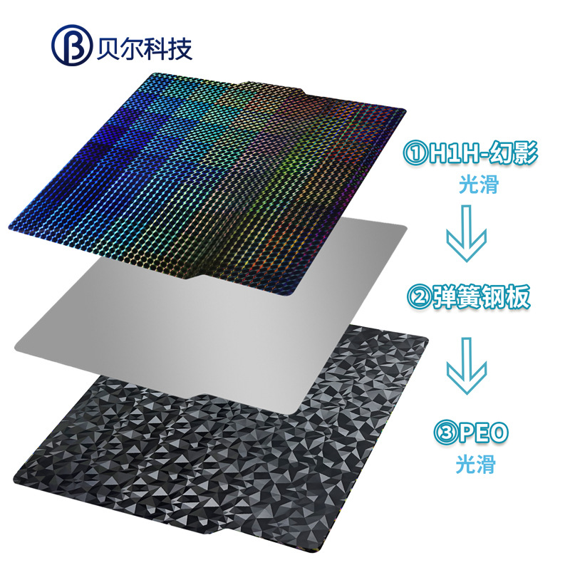 Placa de acero de resorte magnético de impresión de doble cara 3D con pulverización P1PX1C plataforma de cama caliente 257x 257mmPE hoja de bambú