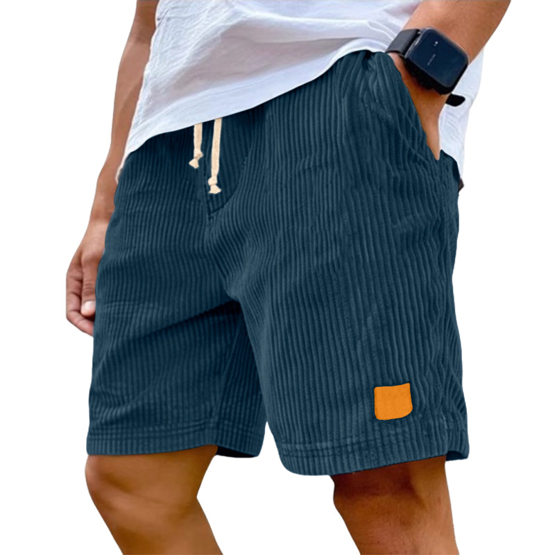 Europa y los Estados Unidos transfronterizos Amazon nuevo hombre retro bordado lámpara de cuero velcro cordón de moda pantalones cortos casuales estadounidenses