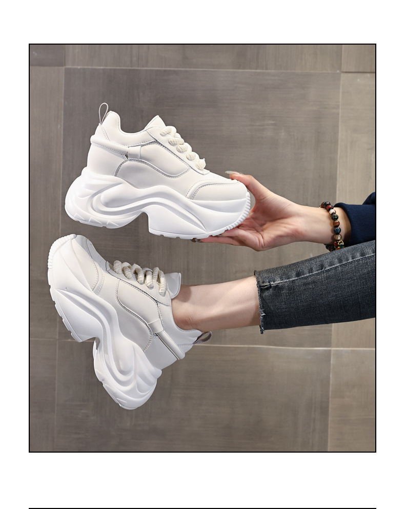 Giày sneaker nữ đế dày phối màu tăng chiều cao — Đen đỏ lót nhung chi tiết 16