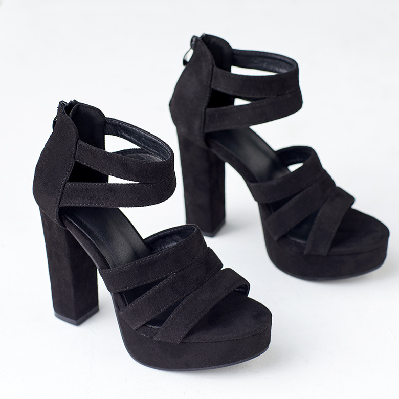 Nouvelles sandales à talons épais de 12 cm, chaussures romaines imperméables à talons super hauts pour femmes_voghion.com