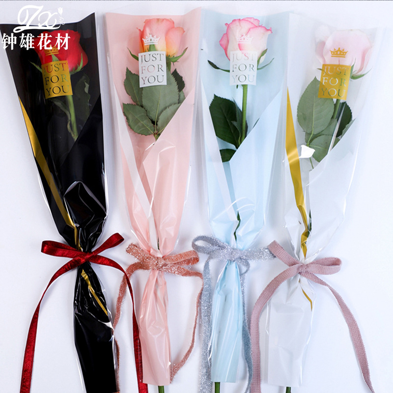 Día del maestro corona sola bolsa Rosa bolsa de embalaje ramo triángulo bolsa tienda de flores flor floral material de embalaje al por mayor