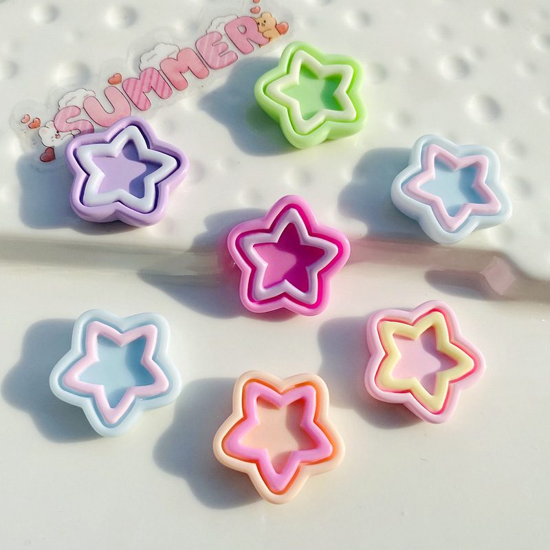 Resin diy accessories mobile phone case diy accessories hair accessories handmade material resin accessories wholesale two-color five-pointed star Resin diy accessories mobile phone case diy accessories hair accessories handmade material resin accessories wholesale two-color five-pointed star