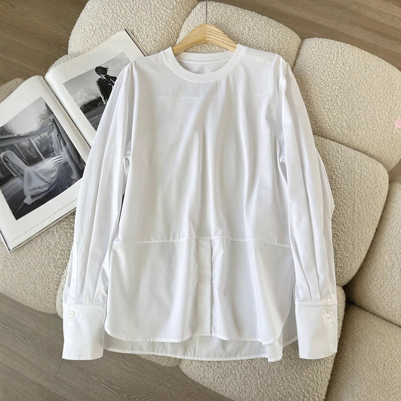 Practical design cotton niche art stitching sweater shirt commuter shirt a generation of hair