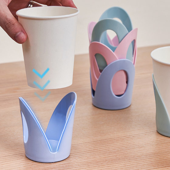 Huifeng Xinjia Exquisite magnolia plastic cup holder/disposable paper cup holder/plastic cup insulation Holder 4 pcs/bag