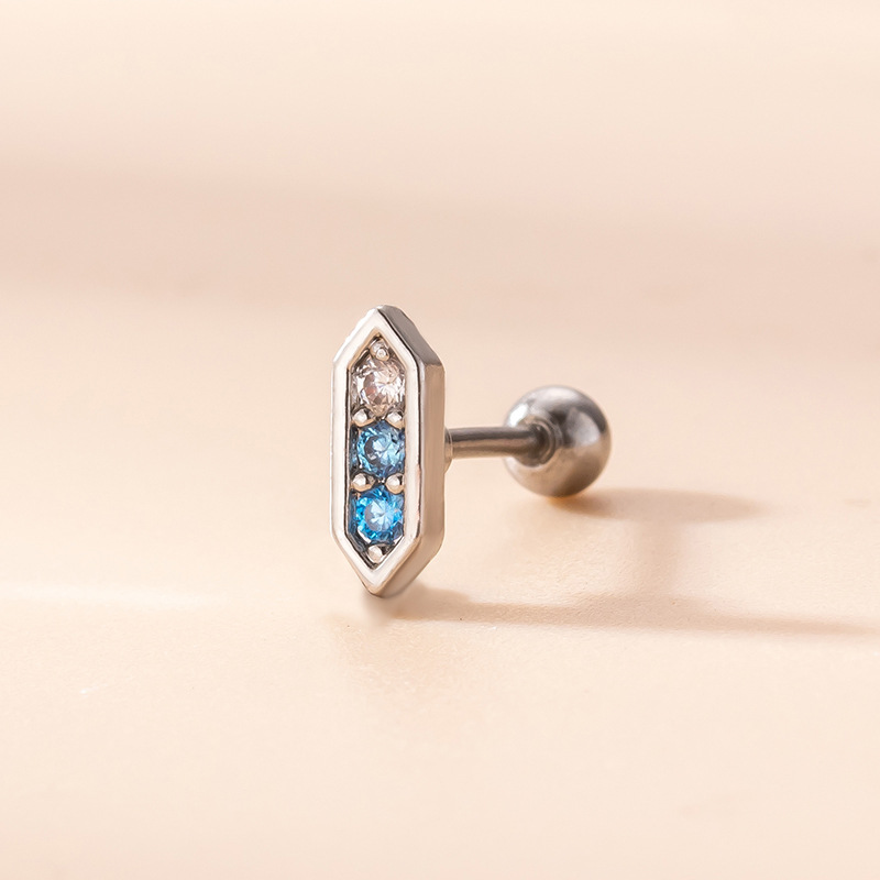 Fashion Star Flower Stainless Steel Ear Studs Inlay Zircon Stainless Steel Earrings 1 Piece