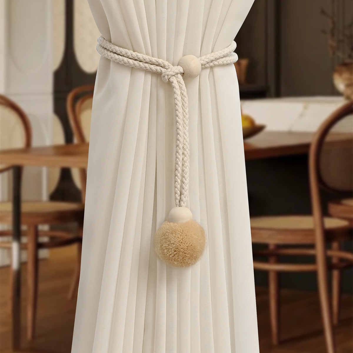 Nuevo transfronterizo de una sola bola de pelo cortina accesorios de correa de cortina Amazon Europa y América fábrica de decoración de correa de cortina en stock al por mayor