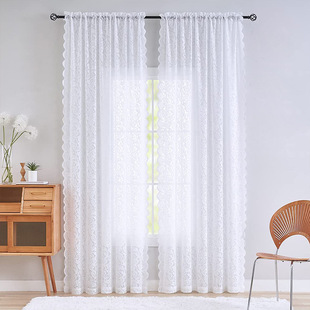 French Retro Lace Curtain Bedroom Balcony Bay Window Screen White Gauze Partition Wave Lace Korean Pastoral Curtain