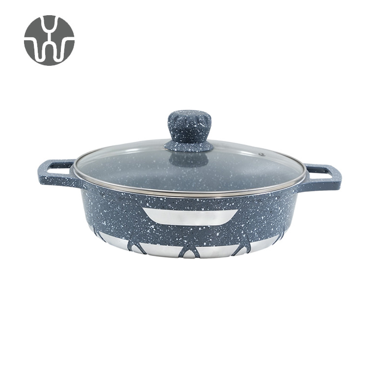 Suministro directo de fábrica de la espada-tipo antiadherente pan de 12 piezas de fundición a presión olla maifan piedra cocina hogar aluminio sopa olla en stock