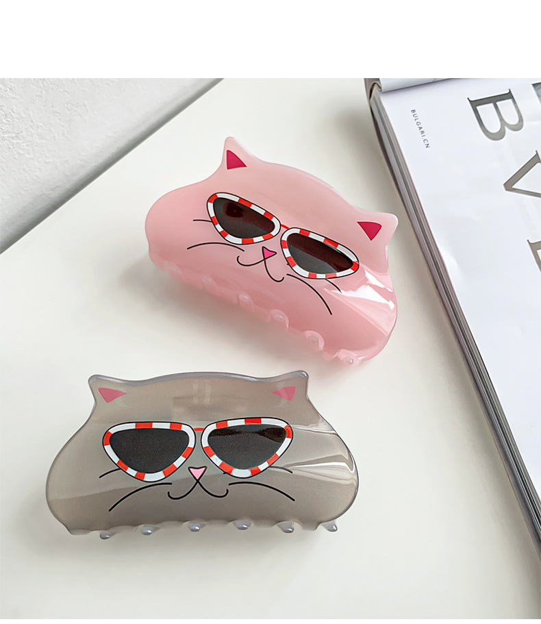 Plastic Material Cartoon, Cat, Horse, Ghost, Fish, Shark Pattern Women'S Gender Cute Style Cute Women'S Cartoon Cat Horse Plastic Hair Clip Hair Claws
