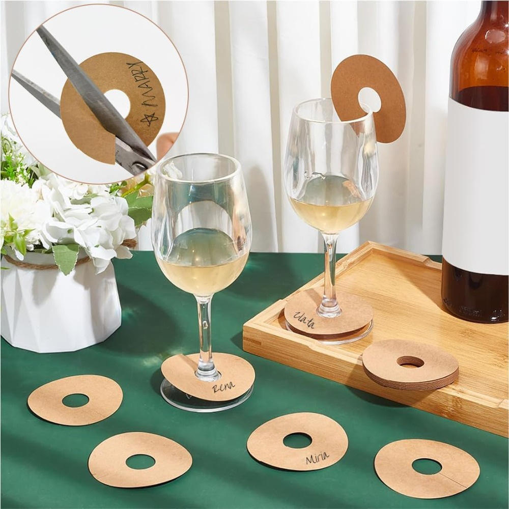 Cross-Border Blank Kraft Paper Wine Glass Marker Cards, Writable by Hand, DIY Name Tags for Stemware, Birthday Parties, Wine Receptions