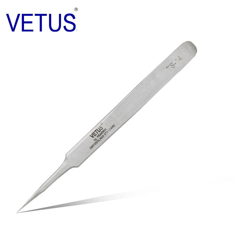 Anti-falsificación de productos genuinos VETUS TS Series anti-magnético anti-ácido y pinzas de acero inoxidable de álcali traje Nido de Pájaro recogiendo el pelo recto puntiagudo