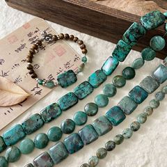 【青山緑】緑松石無事ブランドビーズ緑リン灰円餅散珠ブレスレットネックレスdiy部品材料