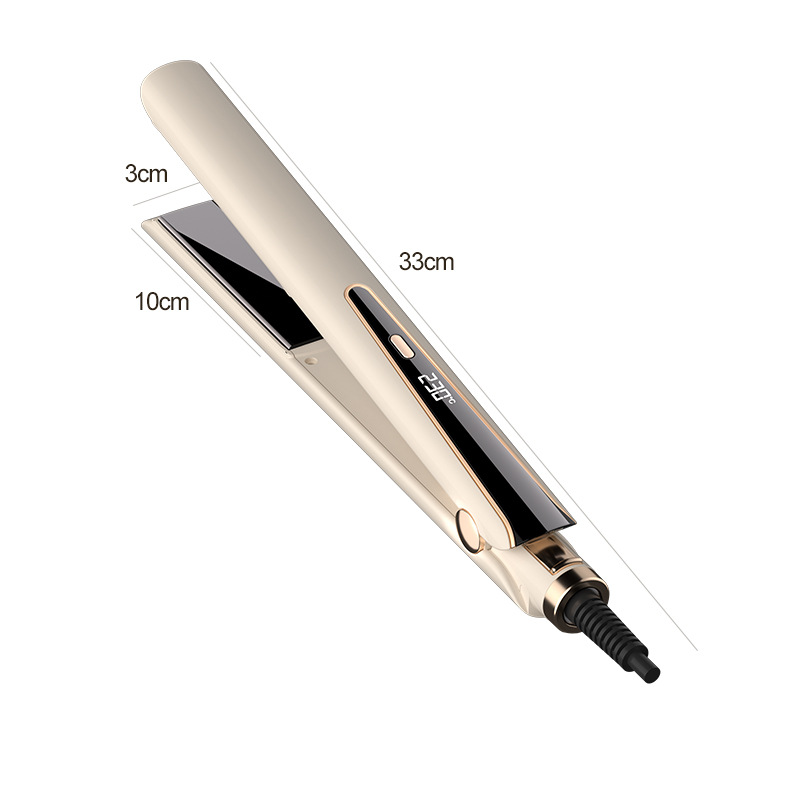 Cross-border straightening iron with multi-level temperature control, anti-scald flat plate, high-power intelligent digital display, 2-in-1 straightening and curling