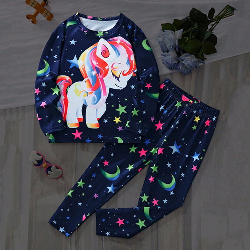 2025 Autumn/Winter Long-Sleeve Long-Pants Set for Boys and Girls in Europe and America, Cartoon Animal Style, Suitable for Middle Children