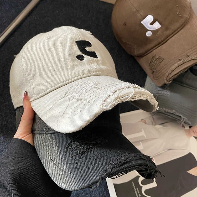 Retro hacer viejos agujeros gorra de béisbol boca de pato profundo alrededor de la cabeza de la mujer 2025 sombrero solar de primavera muestra cara pequeña