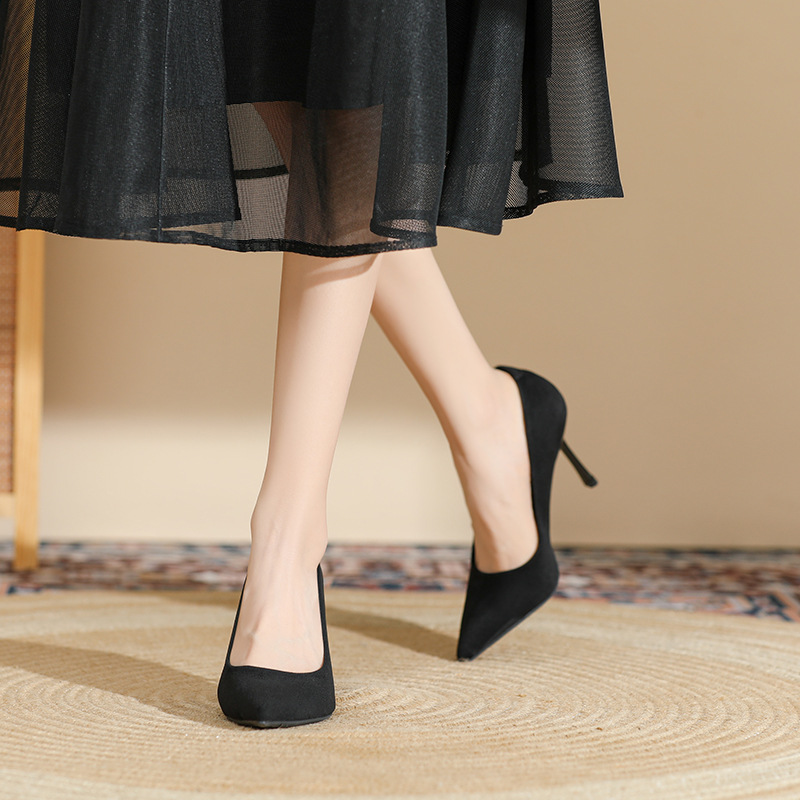 Giày cao gót nữ mũi nhọn gót 8 cm kiểu stiletto — Màu Đen-8cm