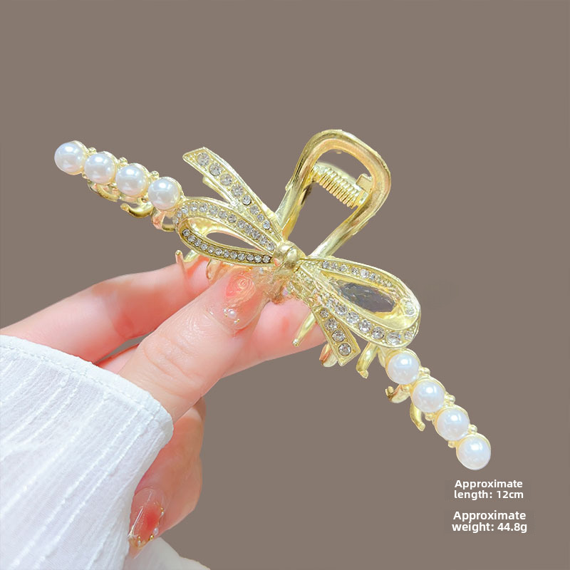 Temperamento Full Diamond Metal Shark Clip Hairpin Back Head Coil Hair Grab Clip Donna Primavera Estate Super Large Clip Copricapo Hair Grab_voghion.com
