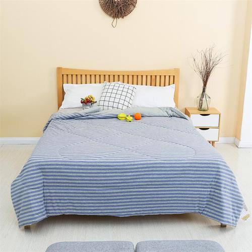 Liangpin Class A Tianzhu cotton air-conditioning quilt striped single and double Japanese-style naked sleeping Japanese-style summer cool quilt unprinted knitted cotton water