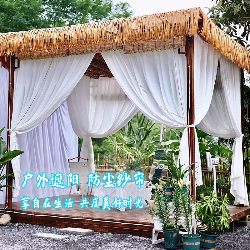 Outdoor Pavilion Window Screen Rainproof Sun Room Outdoor Grape Rack Courtyard Curtain Balcony Gauze White Gauze